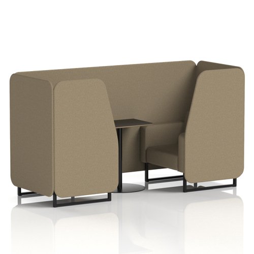 Brixworth 2 Seater Booth With Black Legs And Black Table With Black Leg In Main Line Flax Fabric - Bank Panels And Sofa