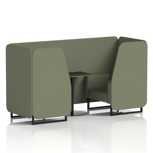 Brixworth 2 Seater Booth With Black Legs And Black Table With Black Leg In Main Line Flax Fabric - Monument Panels And Sofa