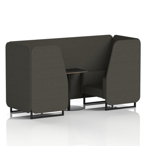 Brixworth 2 Seater Booth With Black Legs And Black Table With Black Leg In Main Line Flax Fabric - Temple Panels And Sofa