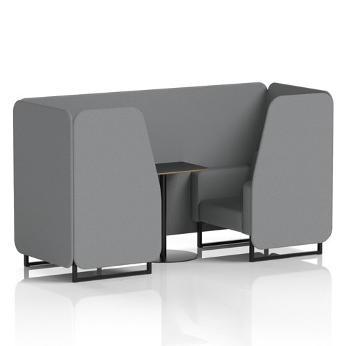 Brixworth 2 Seater Booth With Black Legs And Black Table With Black Leg In Synergy Fabric - Partner Panels And Sofa