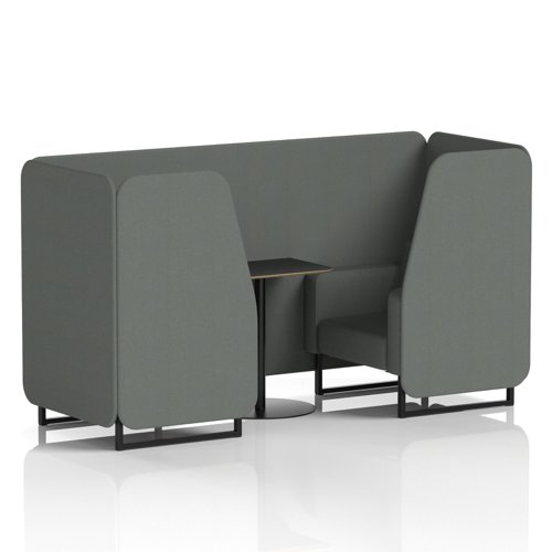 Brixworth 2 Seater Booth With Black Legs And Black Table With Black Leg In Sumi Fabric - Kobe Panels And Sofa