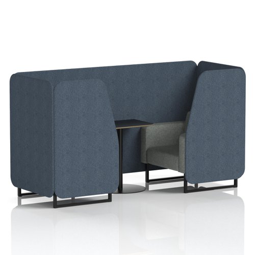 Brixworth 2 Seater Booth With Black Legs And Black Table With Black Leg In Rivet Fabric - Crucible Panels And Prime Sofa