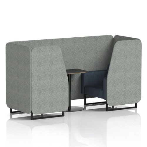 Brixworth 2 Seater Booth With Black Legs And Black Table With Black Leg In Rivet Fabric - Prime Panels And Crucible Sofa