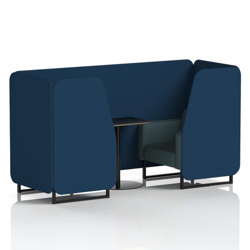 Brixworth 2 Seater Booth With Black Legs And Black Table With Black Leg In X2 Fabric - Calculus Panels And Polygon Sofa