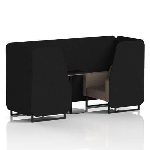 Brixworth 2 Seater Booth With Black Legs And Black Table With Black Leg In X2 Fabric - Diameter Panels And Theory Sofa