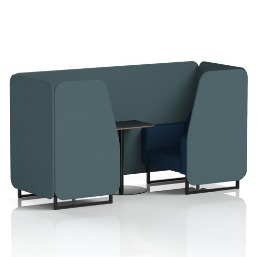 Brixworth 2 Seater Booth With Black Legs And Black Table With Black Leg In X2 Fabric - Polygon Panels And Calculus Sofa