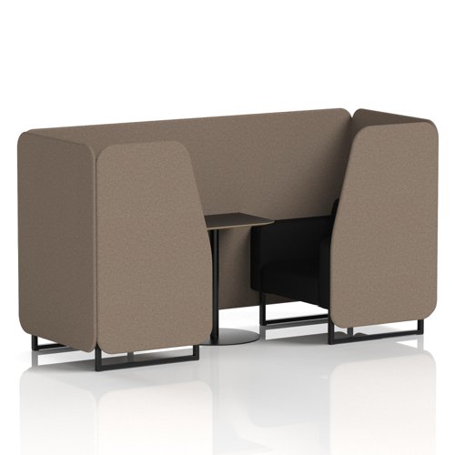 Brixworth 2 Seater Booth With Black Legs And Black Table With Black Leg In X2 Fabric - Theory Panels And Diameter Sofa