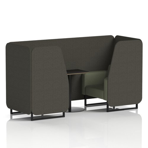 Brixworth 2 Seater Booth With Black Legs And Black Table With Black Leg In Main Line Flax Fabric - Temple Panels And Monument Sofa