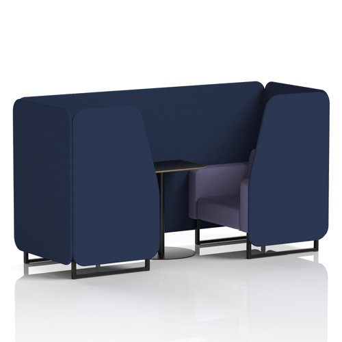 Brixworth 2 Seater Booth With Black Legs And Black Table With Black Leg In Synergy Fabric - Alike Panels And Order Sofa