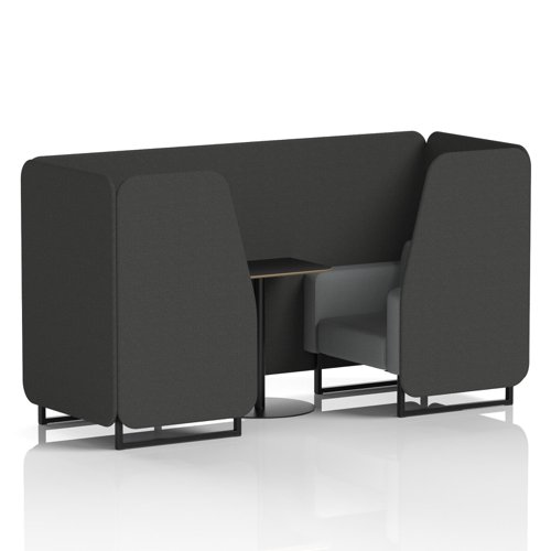 Brixworth 2 Seater Booth With Black Legs And Black Table With Black Leg In Synergy Fabric - Mix Panels And Partner Sofa