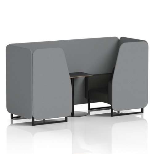 Brixworth 2 Seater Booth With Black Legs And Black Table With Black Leg In Synergy Fabric - Partner Panels And Mix Sofa