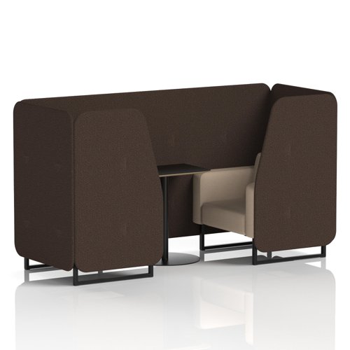 Brixworth 2 Seater Booth With Black Legs And Black Table With Black Leg In Synergy Fabric - Wed Panels And Affix Sofa