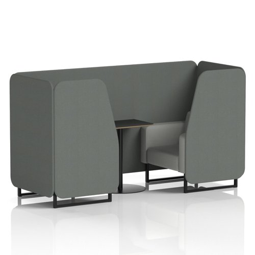 Brixworth 2 Seater Booth With Black Legs And Black Table With Black Leg In Sumi Fabric - Kobe Panels And Tokyo Sofa