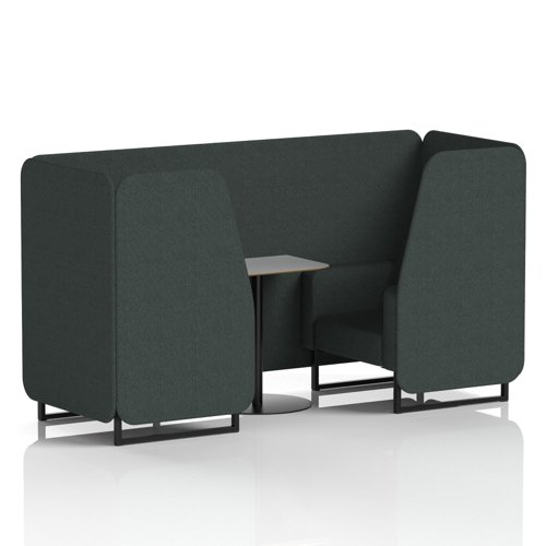 Brixworth 2 Seater Booth With Black Legs And Grey Table With Black Leg In Rivet Fabric - Charcoal Panels And Sofa