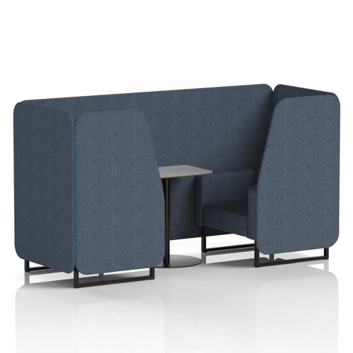 Brixworth 2 Seater Booth With Black Legs And Grey Table With Black Leg In Rivet Fabric - Crucible Panels And Sofa