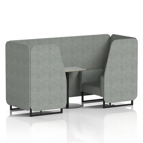 Brixworth 2 Seater Booth With Black Legs And Grey Table With Black Leg In Rivet Fabric - Prime Panels And Sofa