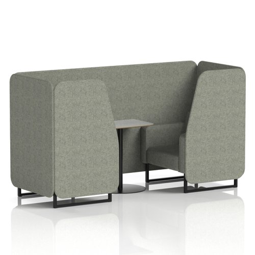 Brixworth 2 Seater Booth With Black Legs And Grey Table With Black Leg In Rivet Fabric - Vitreous Panels And Sofa