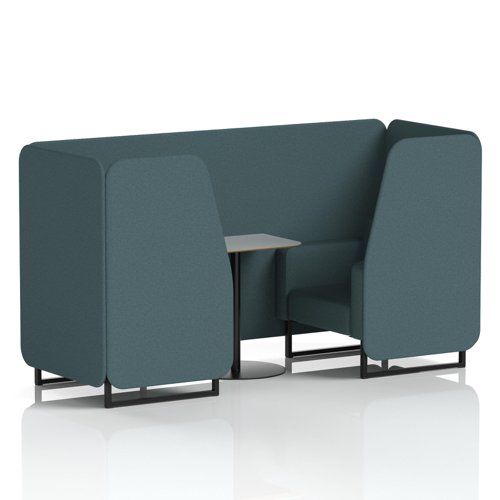 Brixworth 2 Seater Booth With Black Legs And Grey Table With Black Leg In X2 Fabric - Polygon Panels And Sofa