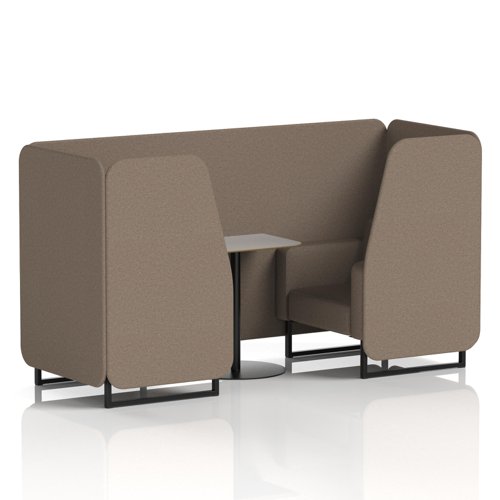 Brixworth 2 Seater Booth With Black Legs And Grey Table With Black Leg In X2 Fabric - Theory Panels And Sofa