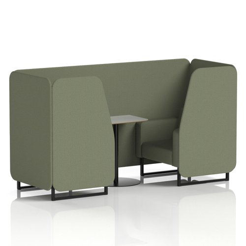 Brixworth 2 Seater Booth With Black Legs And Grey Table With Black Leg In Main Line Flax Fabric - Monument Panels And Sofa