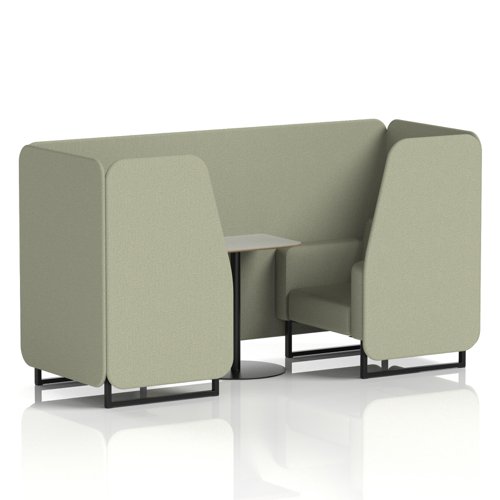 Brixworth 2 Seater Booth With Black Legs And Grey Table With Black Leg In Main Line Flax Fabric - Newbury Panels And Sofa