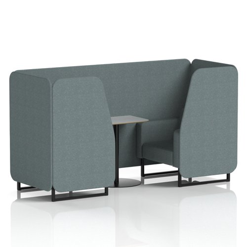 Brixworth 2 Seater Booth With Black Legs And Grey Table With Black Leg In Main Line Flax Fabric - Westminster Panels And Sofa