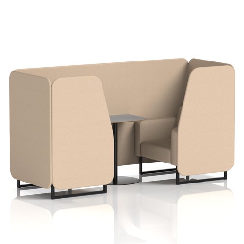 Brixworth 2 Seater Booth With Black Legs And Grey Table With Black Leg In Synergy Fabric - Affix Panels And Sofa