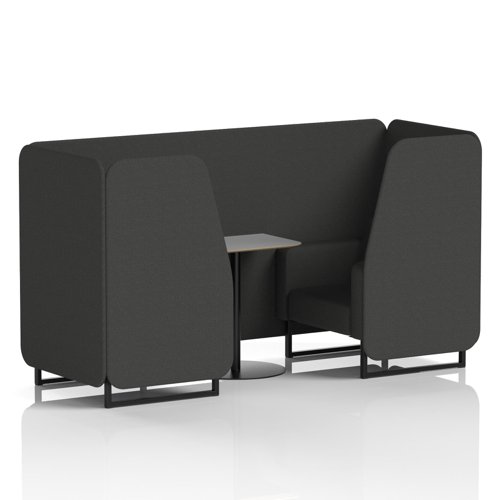 Brixworth 2 Seater Booth With Black Legs And Grey Table With Black Leg In Synergy Fabric - Mix Panels And Sofa