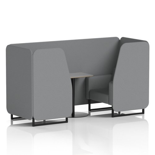 Brixworth 2 Seater Booth With Black Legs And Grey Table With Black Leg In Synergy Fabric - Partner Panels And Sofa