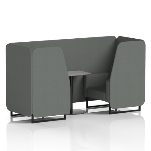 Brixworth 2 Seater Booth With Black Legs And Grey Table With Black Leg In Sumi Fabric - Kobe Panels And Sofa