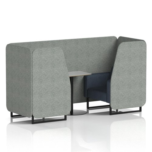 Brixworth 2 Seater Booth With Black Legs And Grey Table With Black Leg In Rivet Fabric - Prime Panels And Crucible Sofa