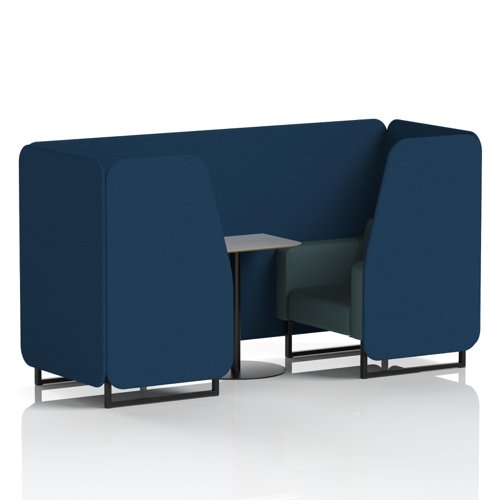 Brixworth 2 Seater Booth With Black Legs And Grey Table With Black Leg In X2 Fabric - Calculus Panels And Polygon Sofa