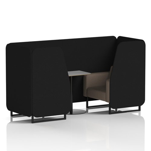 Brixworth 2 Seater Booth With Black Legs And Grey Table With Black Leg In X2 Fabric - Diameter Panels And Theory Sofa