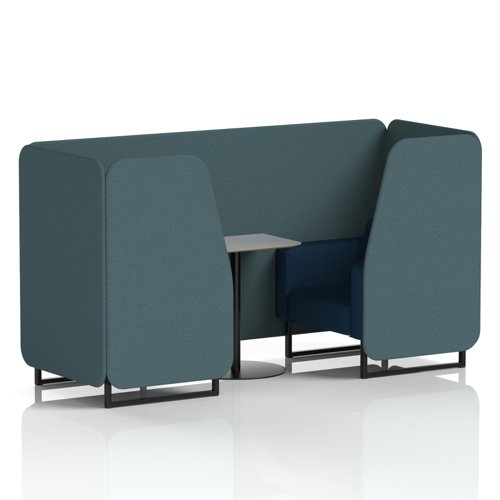 Brixworth 2 Seater Booth With Black Legs And Grey Table With Black Leg In X2 Fabric - Polygon Panels And Calculus Sofa