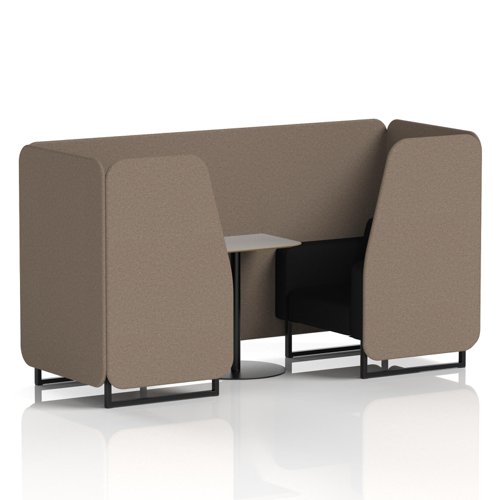 Brixworth 2 Seater Booth With Black Legs And Grey Table With Black Leg In X2 Fabric - Theory Panels And Diameter Sofa