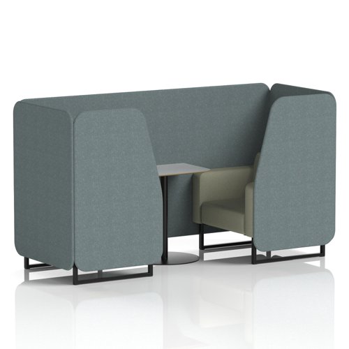 Brixworth 2 Seater Booth With Black Legs And Grey Table With Black Leg In Main Line Flax Fabric - Westminster Panels And Newbury Sofa