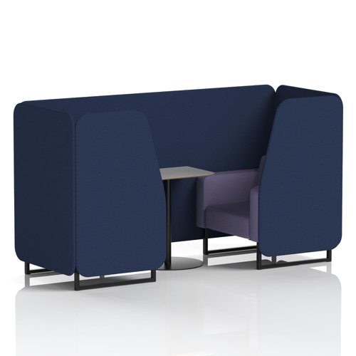 Brixworth 2 Seater Booth With Black Legs And Grey Table With Black Leg In Synergy Fabric - Alike Panels And Order Sofa