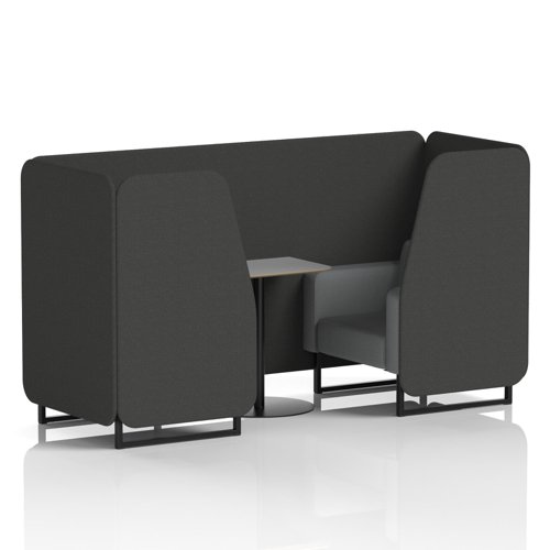 Brixworth 2 Seater Booth With Black Legs And Grey Table With Black Leg In Synergy Fabric - Mix Panels And Partner Sofa