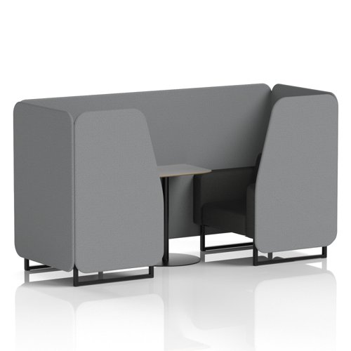 Brixworth 2 Seater Booth With Black Legs And Grey Table With Black Leg In Synergy Fabric - Partner Panels And Mix Sofa