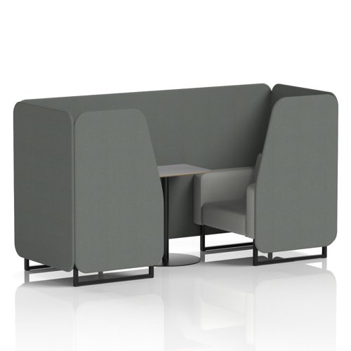 Brixworth 2 Seater Booth With Black Legs And Grey Table With Black Leg In Sumi Fabric - Kobe Panels And Tokyo Sofa