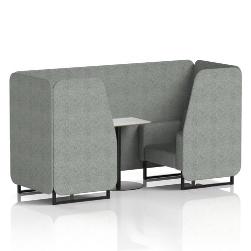 Brixworth 2 Seater Booth With Black Legs And White Table With Black Leg In Rivet Fabric - Prime Panels And Sofa