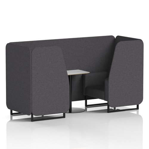 Brixworth 2 Seater Booth With Black Legs And White Table With Black Leg In X2 Fabric - Arithmetic Panels And Sofa