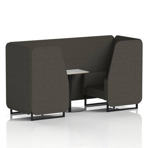 Brixworth 2 Seater Booth With Black Legs And White Table With Black Leg In Main Line Flax Fabric - Temple Panels And Sofa