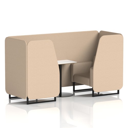 Brixworth 2 Seater Booth With Black Legs And White Table With Black Leg In Synergy Fabric - Affix Panels And Sofa