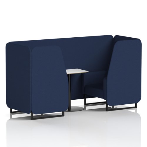 Brixworth 2 Seater Booth With Black Legs And White Table With Black Leg In Synergy Fabric - Alike Panels And Sofa