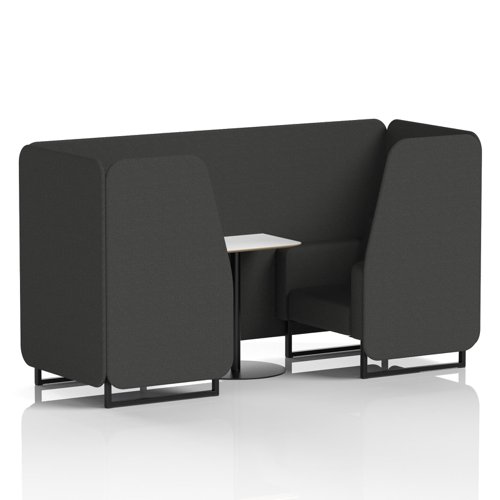 Brixworth 2 Seater Booth With Black Legs And White Table With Black Leg In Synergy Fabric - Mix Panels And Sofa