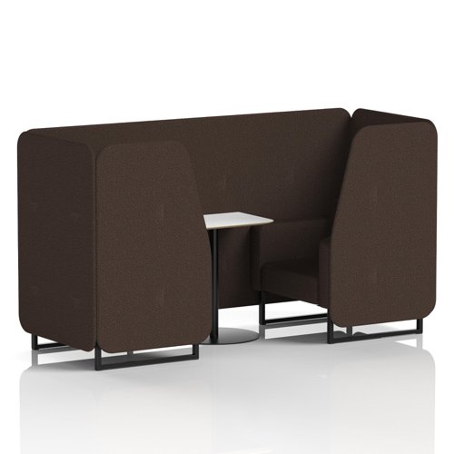 Brixworth 2 Seater Booth With Black Legs And White Table With Black Leg In Synergy Fabric - Wed Panels And Sofa