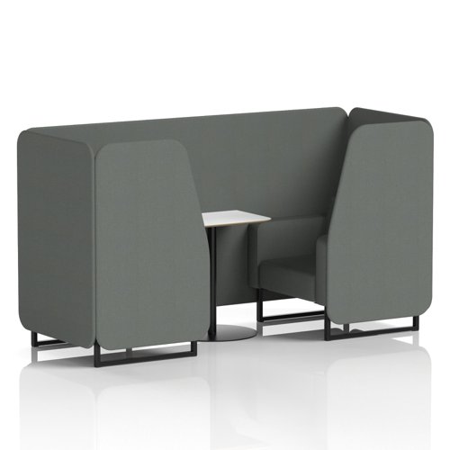 Brixworth 2 Seater Booth With Black Legs And White Table With Black Leg In Sumi Fabric - Kobe Panels And Sofa