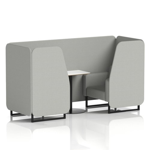 Brixworth 2 Seater Booth With Black Legs And White Table With Black Leg In Sumi Fabric - Tokyo Panels And Sofa