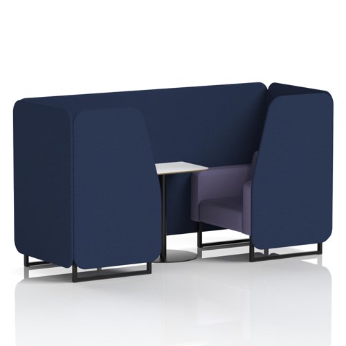 Brixworth 2 Seater Booth With Black Legs And White Table With Black Leg In Synergy Fabric - Alike Panels And Order Sofa